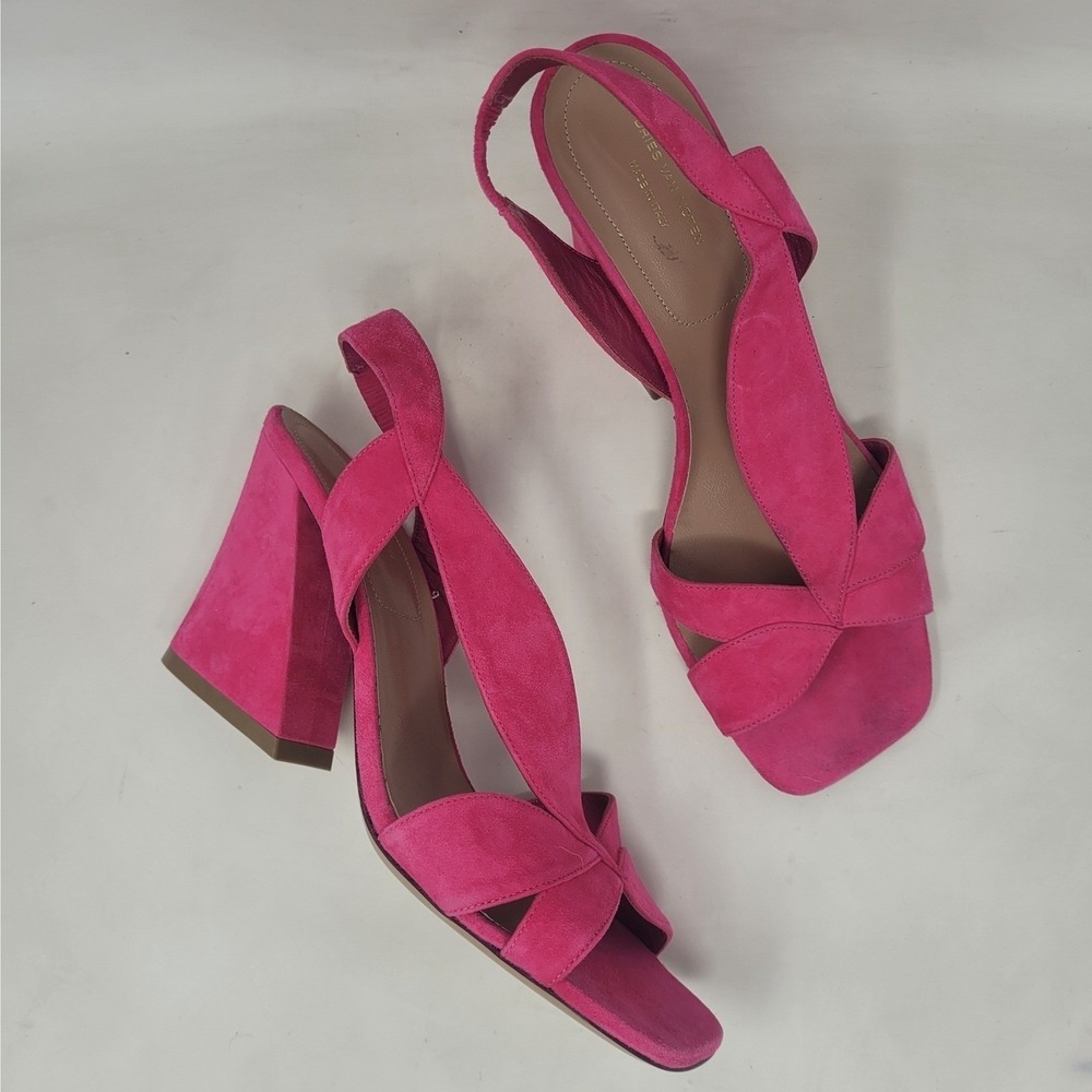 Dries Van Noten Sandals EU39 US8 Pink Fuschia Suede Slingback Open Toe Chunky